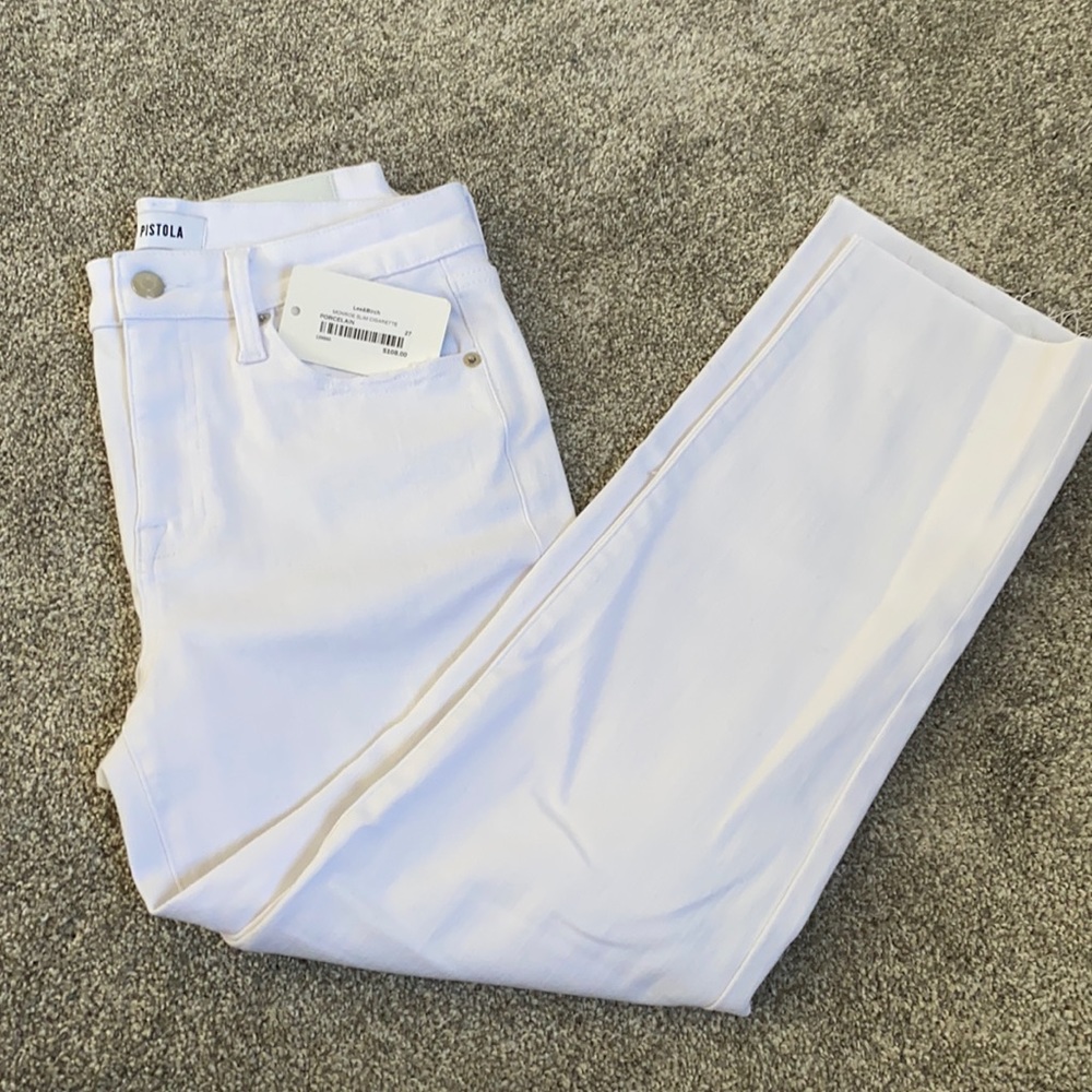 Pistola white crop denim